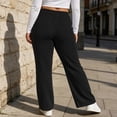 thumbnail image 6 of Mifsaly Plus Size Women's Straight Leg Sweatpants Ribbed Knit Elastic Waist Lounge Pants Fall Winter Trendy Daily Going Out Athletic Casual Clothing, 6 of 6