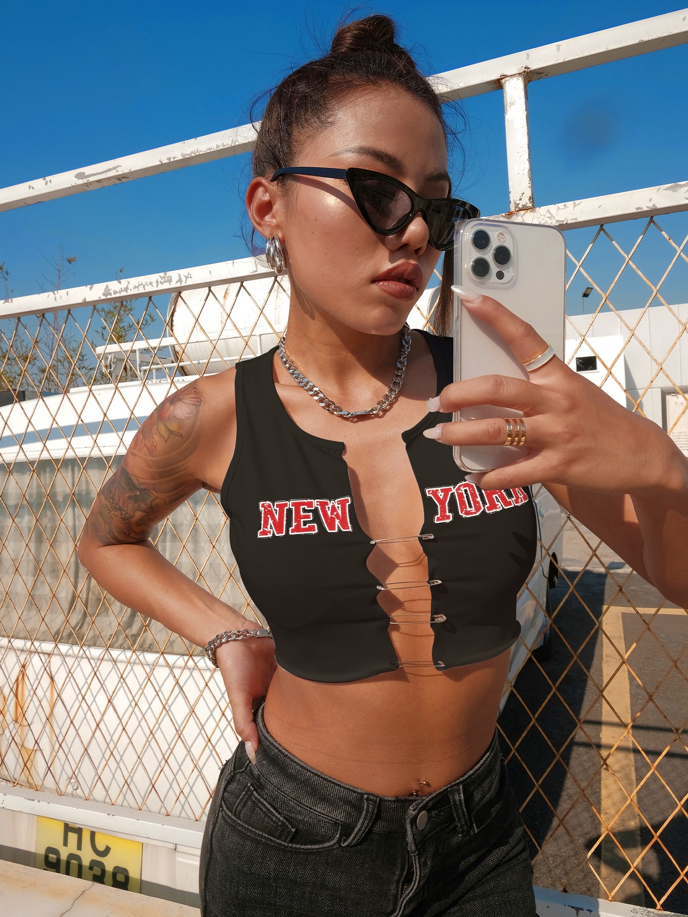 half cut crop top