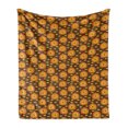 thumbnail image 1 of Lion Soft Flannel Fleece Blanket, Little Funny Zoo Animals with Sleepy Faces and Paws Kids Cartoon Design, Cozy Plush for Indoor and Outdoor Use, 70" x 90", Brown Yellow and Orange, by Ambesonne, 1 of 6