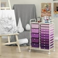 thumbnail image 2 of YSNW 15-Drawer Rolling Cart, Storage Carts with Removable Drawers & Steel Frame, Utility Cart on Lockable Wheels for Home, School, Office (Purple Gradient), 2 of 9