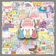 thumbnail image 2 of Easter Stickers Pack 50pcs Easter Bunny Rabbit Stickers Cute Easter Holiday Decor for Skateboard Water Bottles Scrapbook Junk Journal DIY Crafts, 2 of 6