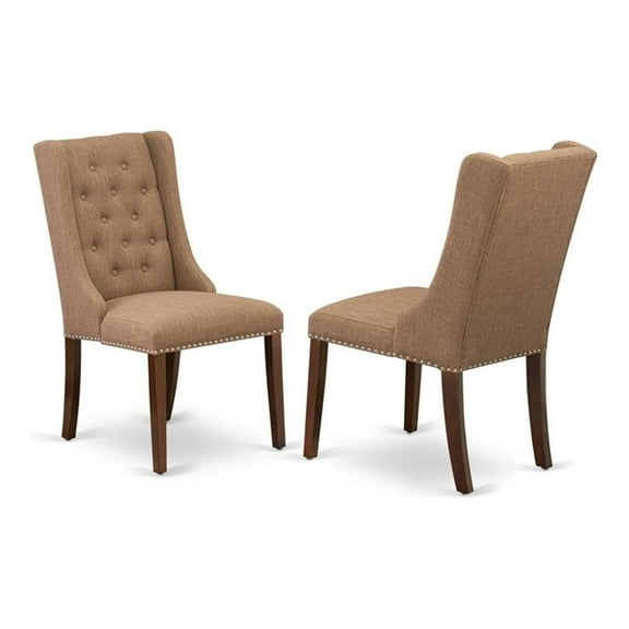 Atlin Designs 38" Fabric Dining Chairs in Mahogany/Brown (Set of 2)