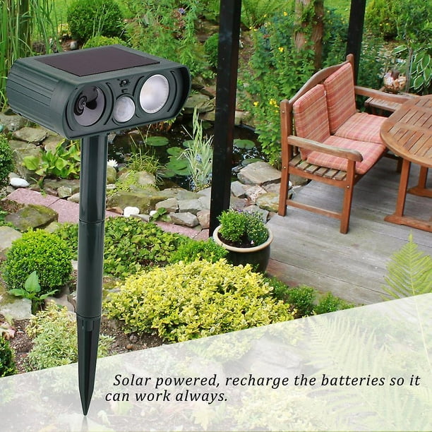 Outdoor Solar PIR Motion Sensor Ultrasonic Dog Cats Animal Repeller Pest Control #Square