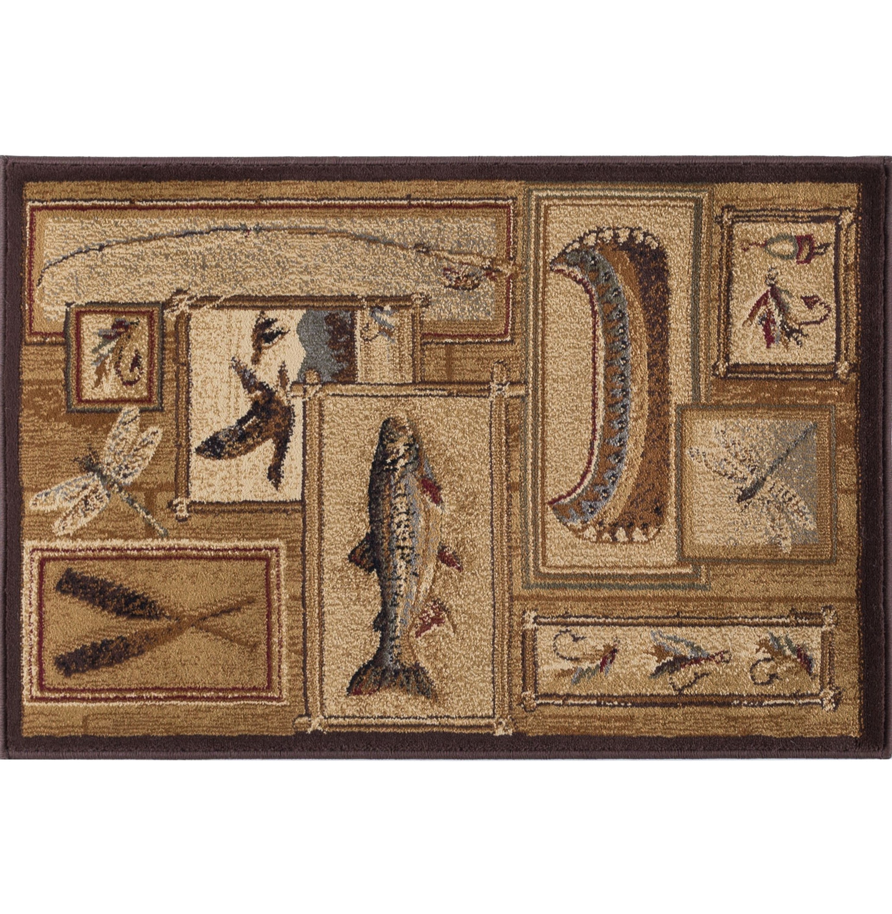 Nature Novelty 2' x 3' Ivory and Crimson Polypropylene Indoor Area Rug
