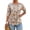 Khaki, variant on Cuteduck Women Plus Size Printed Tunic 3/4 Sleeve Fall Pleated Round-neck Casual Loose Ruffled Top 1X-5X