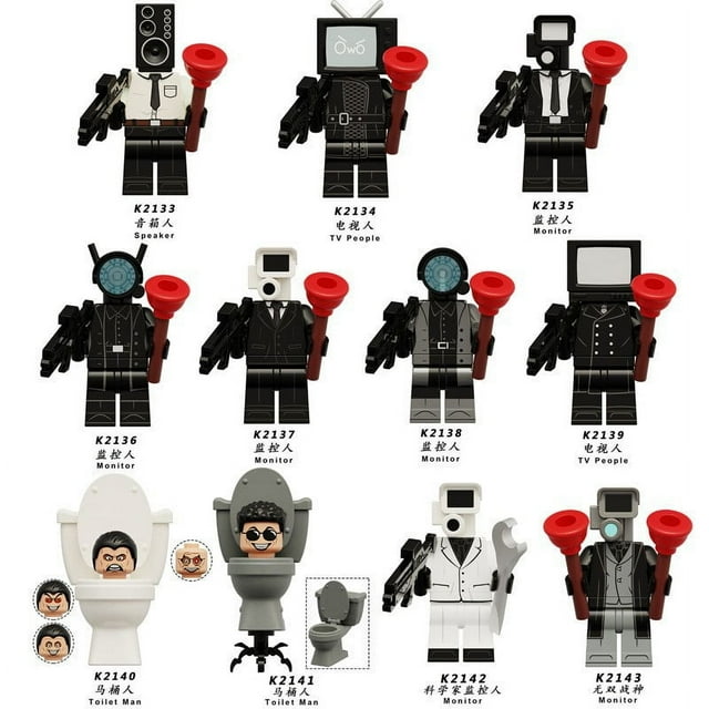 Paquete de 11 Figuras de Bloques de Aventura Animé de 4.5cm – Muñecos TV Man Coleccionables para Juegos Creativos