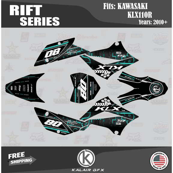 Kalair GFX Graphics Kit for Kawasaki KLX110 (2010-2023) Rift Series