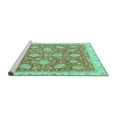 thumbnail image 2 of Ahgly Company Machine Washable Indoor Rectangle Oriental Turquoise Blue Traditional Area Rugs, 4' x 6', 2 of 4