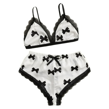 

Pedort Lingerie For Women Women Lace Lingerie Set Nightwear Two Piece Bra Suit Lady Underwear Set(White L)