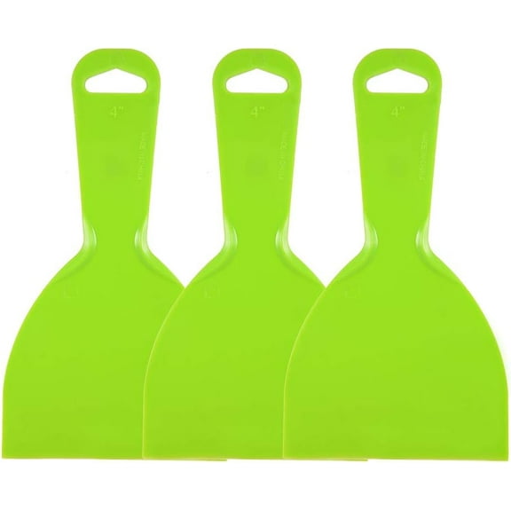 Putty Scraper 4" Plastic Flexible Putty Knives Disposable Spreader for Taping Drywall Wall Painting Green 3pcs