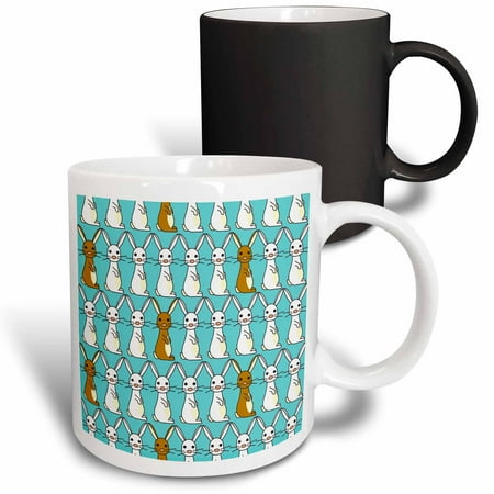 

3dRose Cute Bunny Parade Blue Magic Transforming Mug 11oz