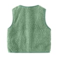 thumbnail image 4 of Vedolay Toddler Boy Sweater Vest Girls' Boys Sherpa Fleece Vest Outwear Lightweight Solid Color Cute Jacket with Pockets (Green,7-8 Years), 4 of 4