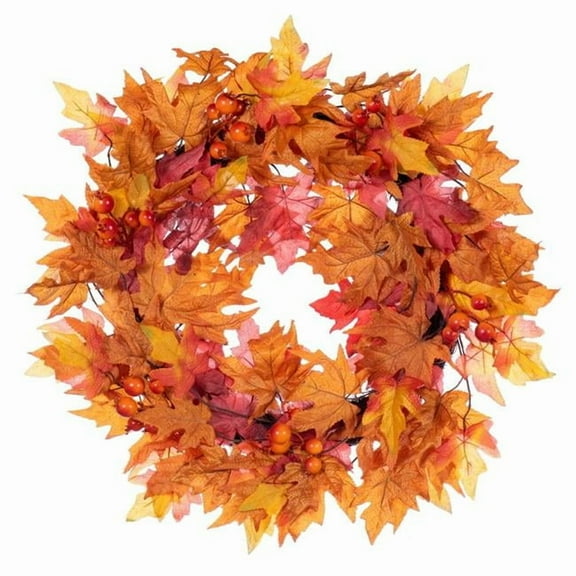 Vickerman FPL250928 28 in. Fall Maple Leaf Wreath, Red