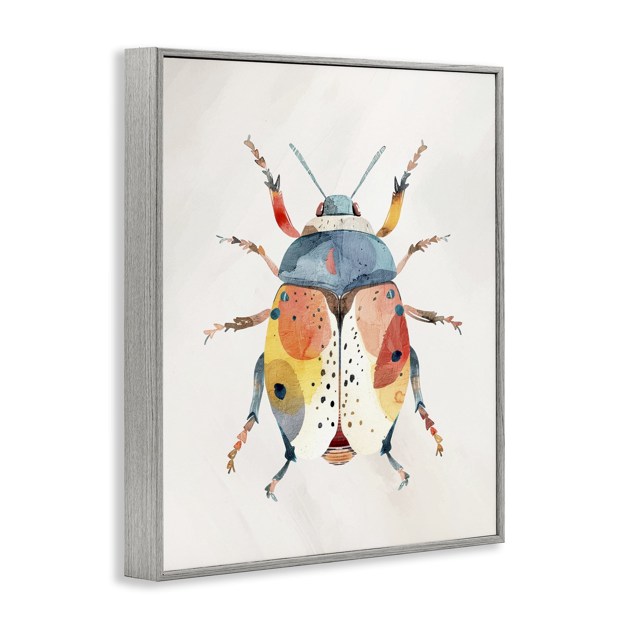 Stupell Industries Boho Colorful Beetle Gray Framed Giclee Art, design by Kim Allen