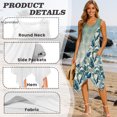thumbnail image 5 of HELLHERO Sleeveless Sundress with Tropical Leaf Pattern, Asymmetric Midi Dress with Pockets for Beach Vacations and Christmas Parties, 5 of 8