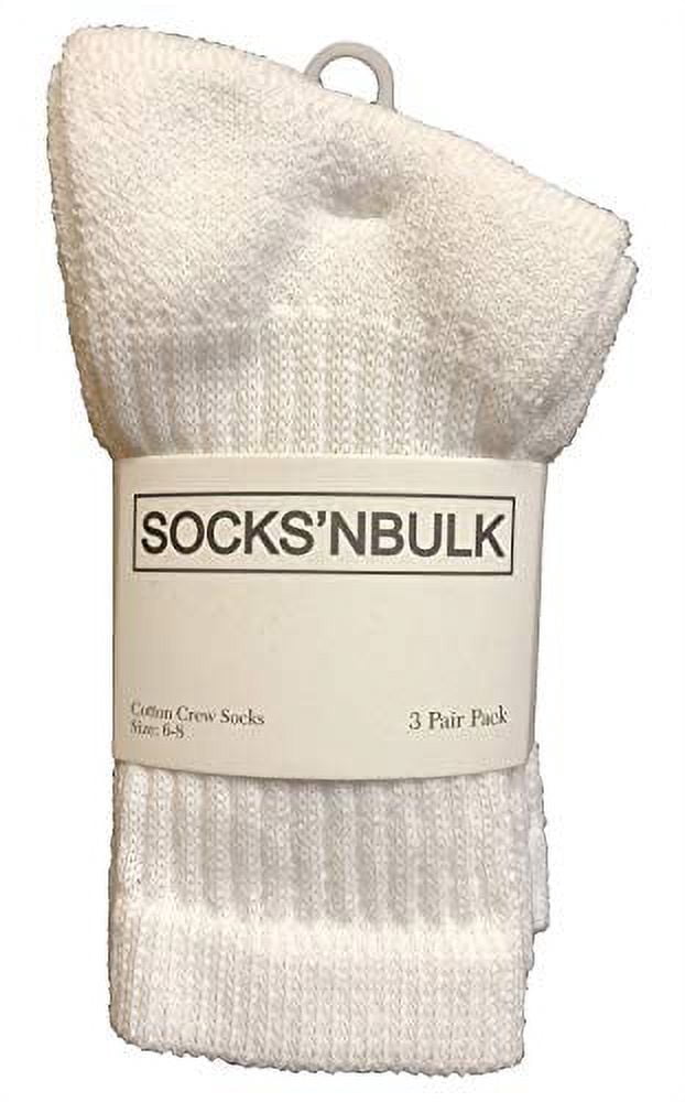 SOCKS'NBULK 60 Pairs Wholesale Bulk Sport Cotton Unisex Crew, Ankle, Tube Socks, Men Woman Children Sock Size 10-13" (Kids White Crew 6-8)