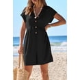 thumbnail image 3 of Merokeety Summer Rompers for Women Casual V Neck Shorts Overalls Loose Fit Onesie with Pockets Black 2xl, 3 of 5