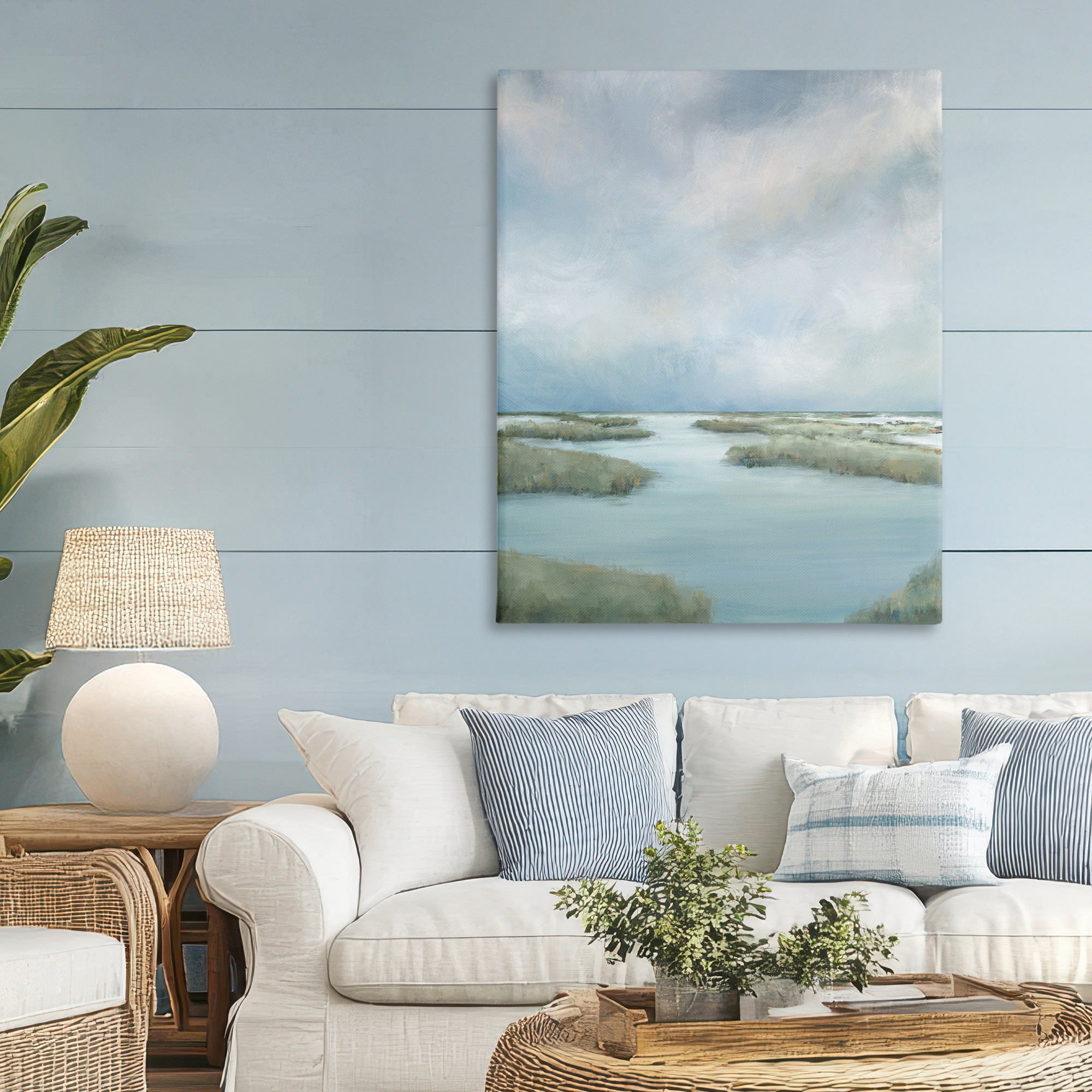 Hazy Marsh Land View Canvas Wall Art, design by Leah Noel Art