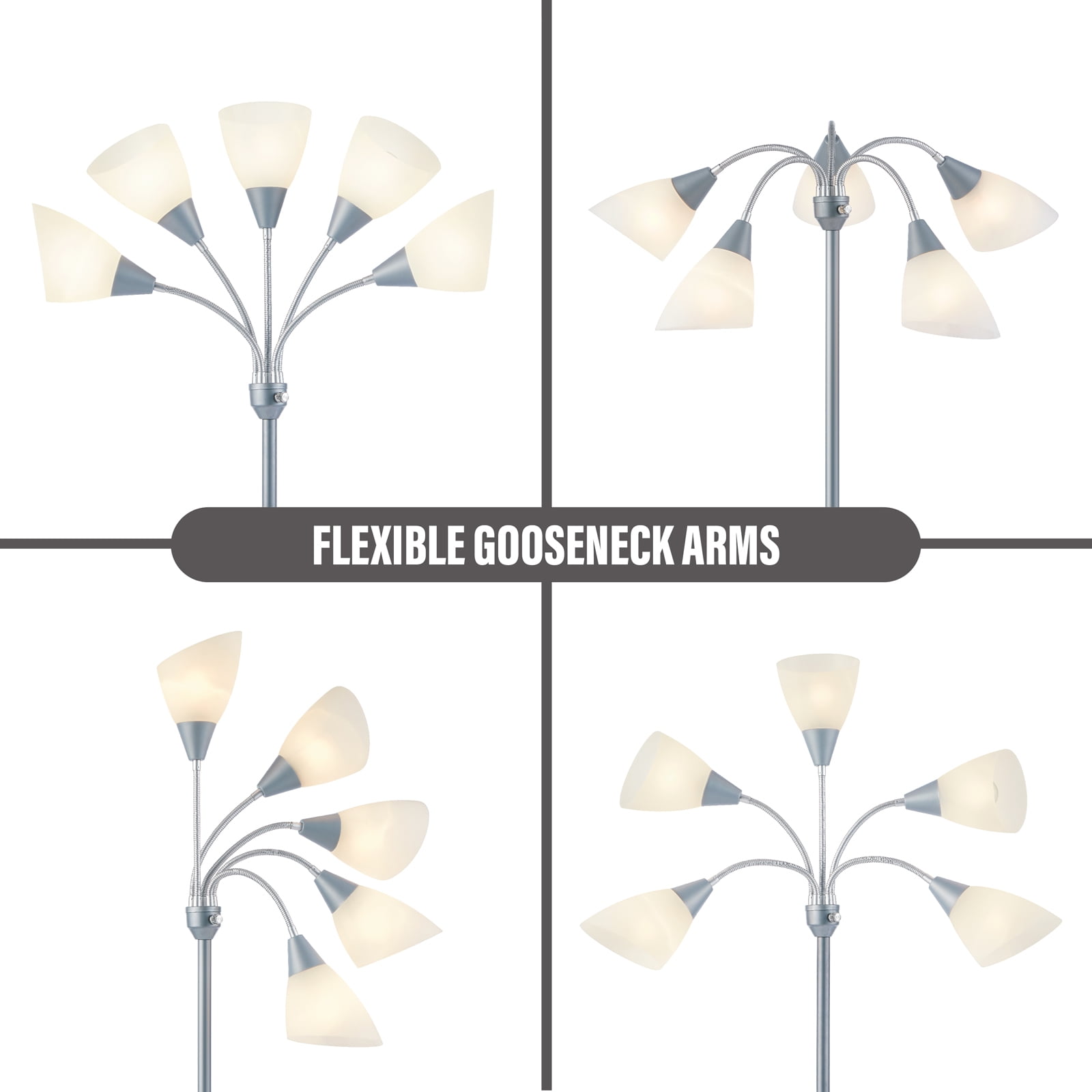 HonoDing 5-Light  Floor Lamp  Adjustable Arms,  68"Sliver Floor Lamp,No Bulb