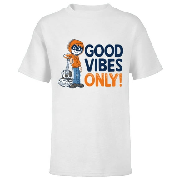 Disney PIXAR Coco Miguel Good Vibes Only - Short Sleeve T-Shirt for Kids - Customized-White