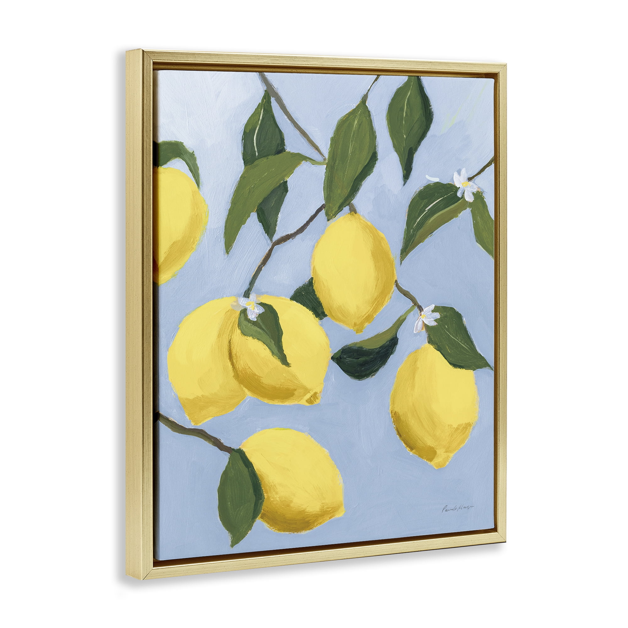 Stupell Industries Winding Lemon Tree Food & Beverage Painting Gold Floater Framed Art Print Wall Art, 25 x 31