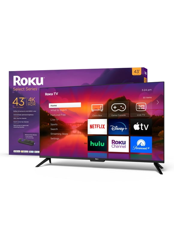 Roku 43" Select Series 4K HDR Smart RokuTV with Roku Enhanced Voice Remote, Brilliant 4K Picture, Automatic Brightness, and Seamless Streaming