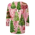 thumbnail image 4 of Liquidation Staron Hauts de Noël pour Femmes Imprimé Arbre de Noël Tunique à Manches 3/4 Hauts Décontractés Chic Mignons Chandails Col Rond T-Shirts Graphiques des Fêtes Hauts Rose P, 4 of 5