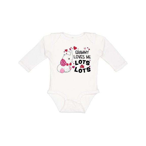 Inktastic Grammy Loves Me Lots and Lots Cute Elephant Boys or Girls Long Sleeve Baby Bodysuit