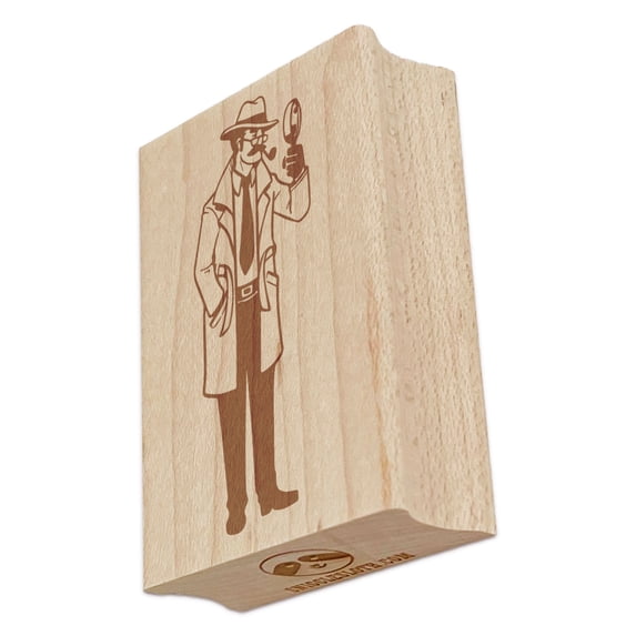 Detective Private Eye Inspector with Hourglass and Trench Coat Rectangle Rubber Stamp Stamping Scrapbooking Crafting - Large 2.5in