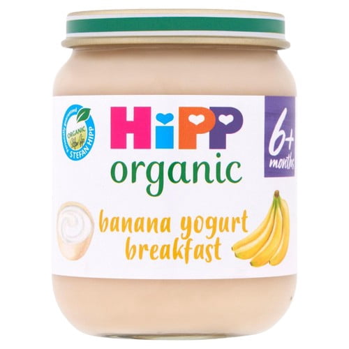 HiPP Organic Banana Yogurt Breakfast Baby Food Jar 6+months 125g, British Import (Pack of 3)