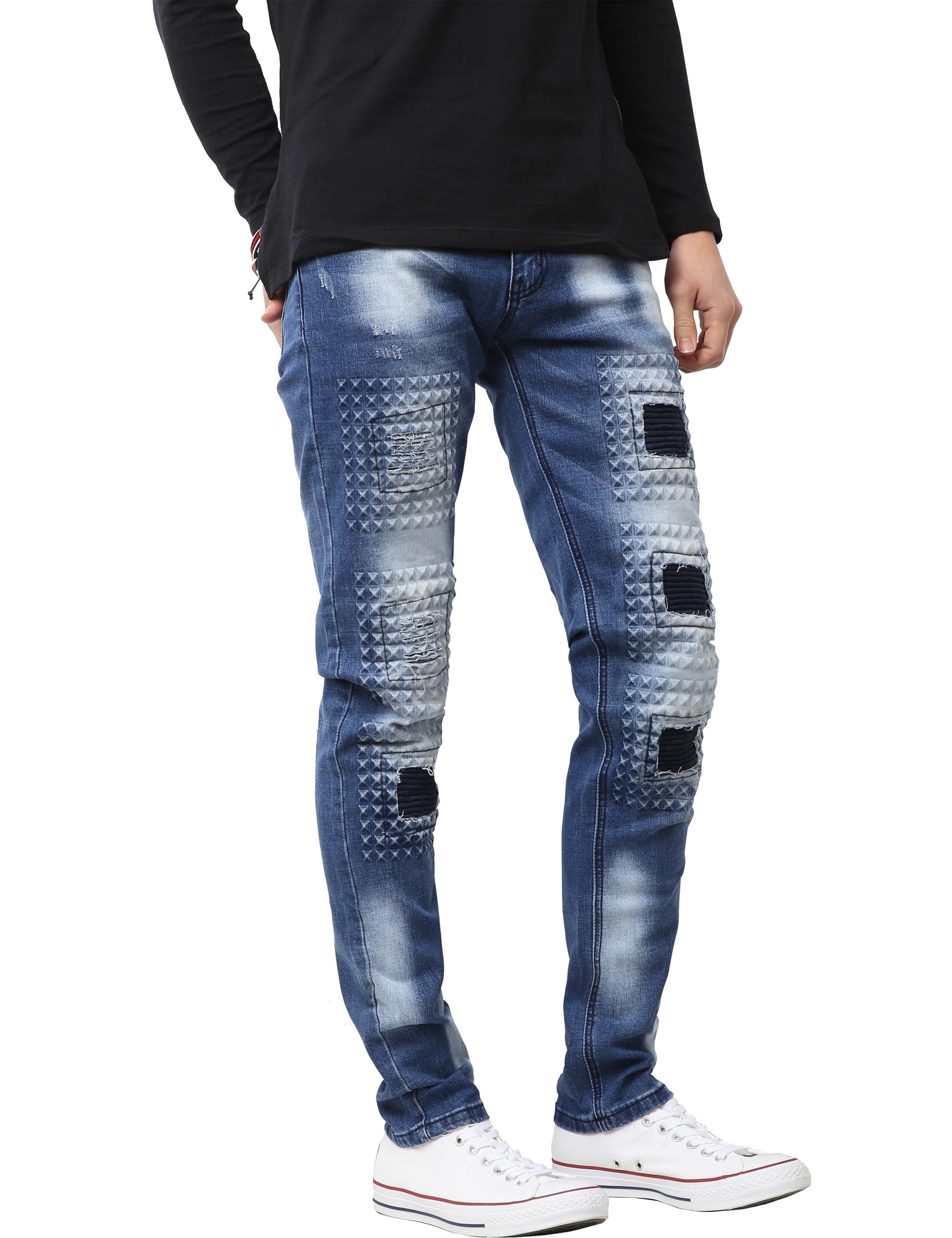men's stretch biker jeans