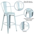 thumbnail image 6 of Flash Furniture Commercial Grade 30" High Distressed Green-Blue Metal Indoor-Outdoor Barstool with Back, 6 of 13