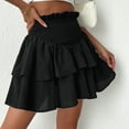 thumbnail image 2 of SOMER Mini Skirts for Women Summer High Waist Short Pleated Skirt Pleated A-Line Elastic Ruffle Beach Dress Casual 2025 Black, 2 of 7