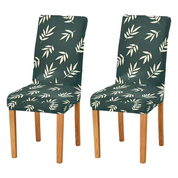 Yayeee 2 Pack Dining Chair Covers Stretch Parson Chairs Slipcovers Seat Protector, Beige Leaves