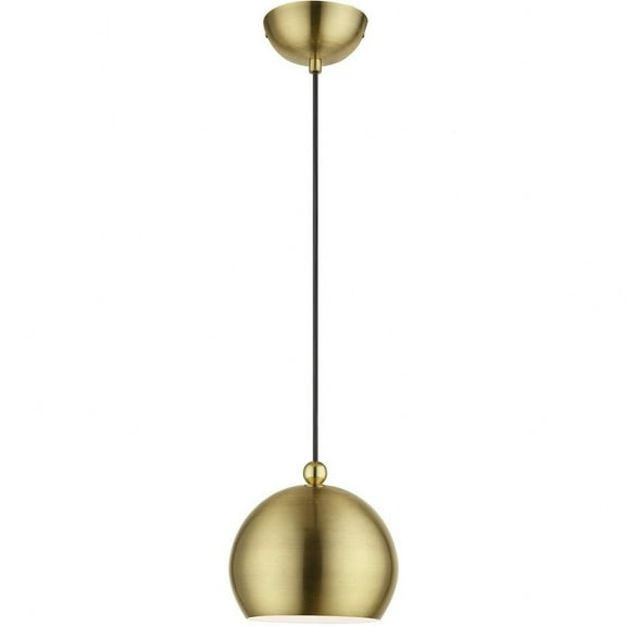 1 Light Globe Mini Pendant in Industrial Style-14.25 inches Tall and 8 inches Wide-Antique Brass/Polished Brass Finish Bailey Street Home