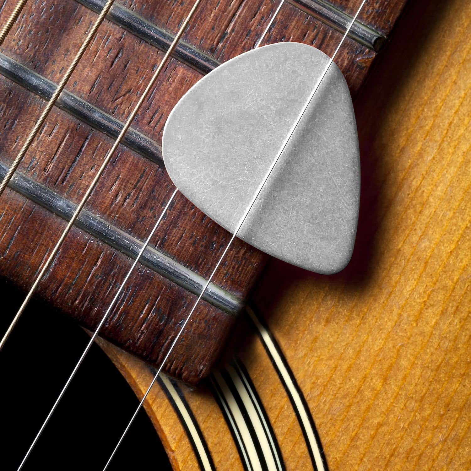 ABPETE 100PCS Metal Guitar Picks Stainless Steel Guitar Picks – 0.3mm Thickness Silver Tone Plectrums for Musical Instrument, Electric Guitar, Bass, Ukulele – Bulk Pack – New