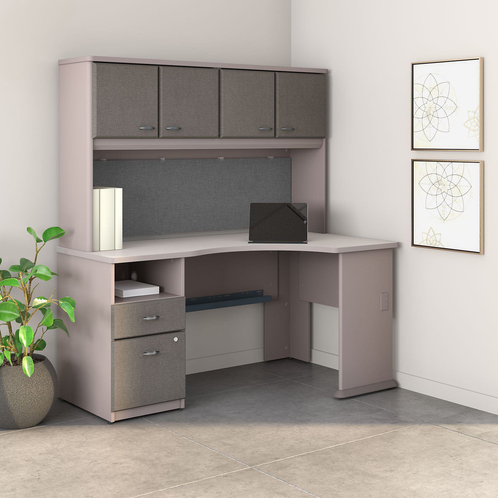 Bush Furniture Series A 60 in. Corner Desk with Hutch and File