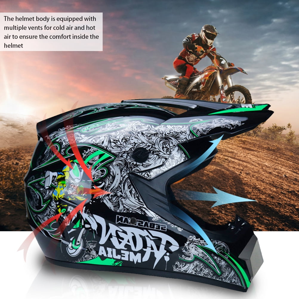 Casque Motocross Intégral Enfant/Adulte + Lunettes, Gants & Masque – Protection DOT/ECE Pour VTT, Enduro, Quad, Descente
