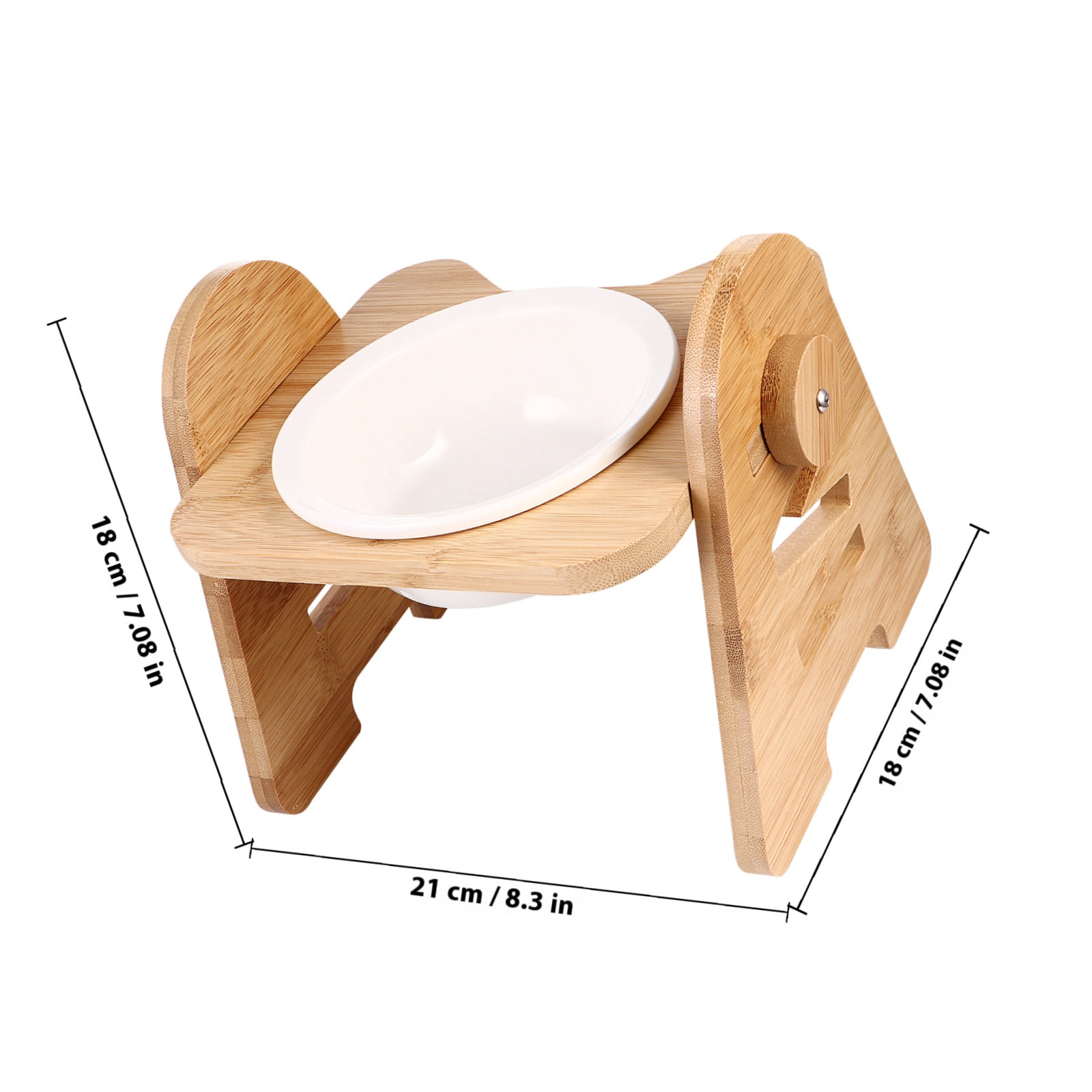 Tineasur Khaki Ceramic Raised Pet Bowl with Adjustable Stand for Small Dogs and Cats, 1 Stand Included