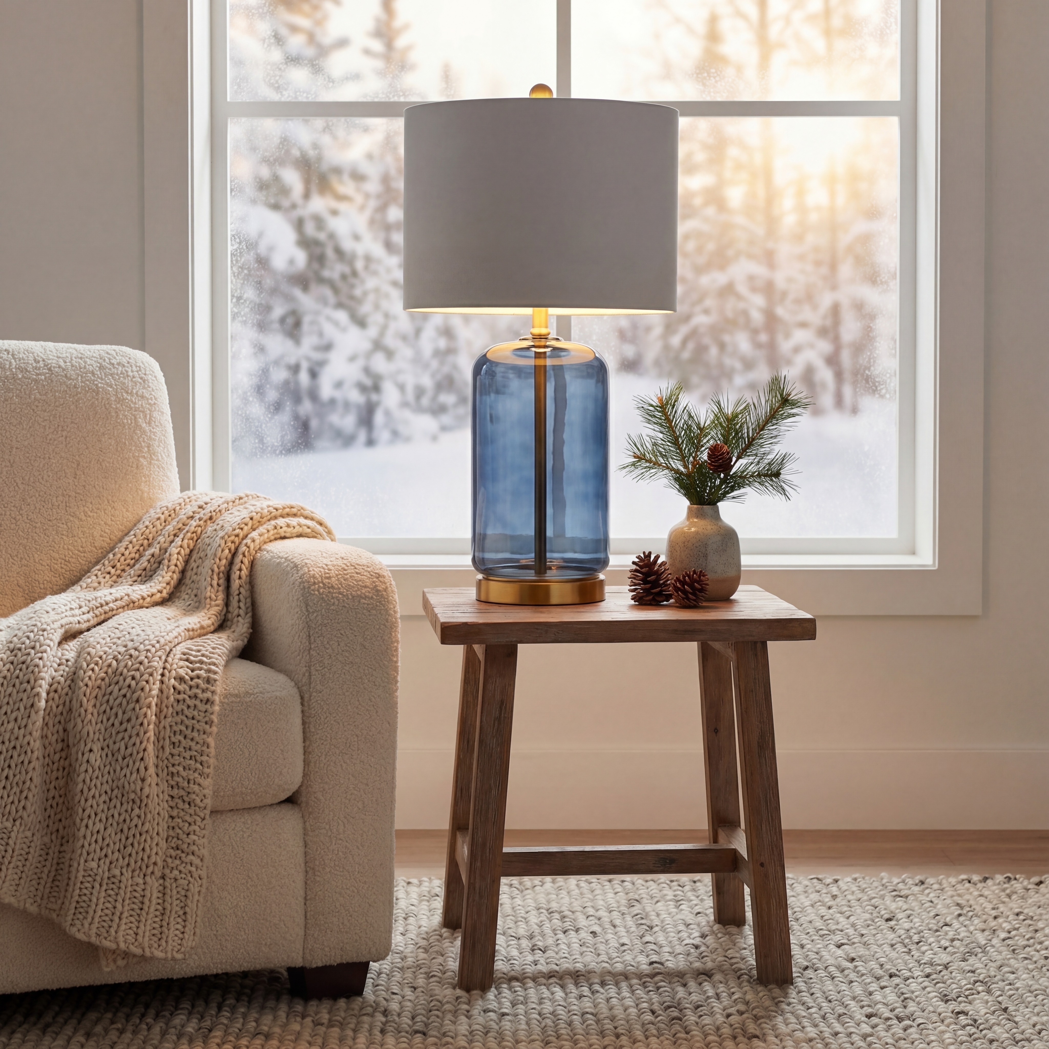 Safavieh Novah 16 in Modern Gold Table Lamps with Clear Glass White Transitional Shades