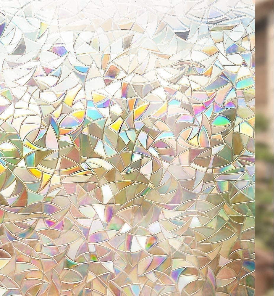 Bloss 3D Static Cling Window Film Stained Glass Window Film Decorative Frosted Window Clings Vinyl Window Covering 17.7Inch x 78.7Inch 1 Roll 