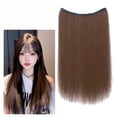 thumbnail image 2 of Makeup｜Bradem wig April Deals Hair Extensions Real Human Hair Remy Wire In Hair Extensions Secret Fish Line Hair Piece With 2 Clips Long Straight 20 Inch, 1 piece ear-hanging dyed wig, 2 of 9