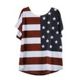 thumbnail image 3 of Hontri Women's T Shirts Loose Fit, Plus Size Women Fashion Loose Blouse Star Stripe Usa Flag America T-Shirt Red Xxl under $10, 3 of 4