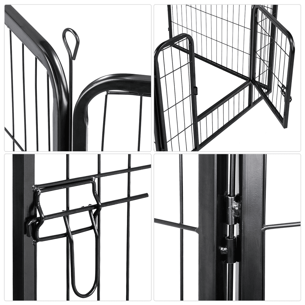 Alden Design 24"H Heavy Duty Black Iron Dog Playpen, 24 Panels