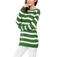 thumbnail image 5 of Allegra K Women's Round Neck Long Sleeves Drop Shoulder Loose Striped Tunic Sweater, 5 of 8