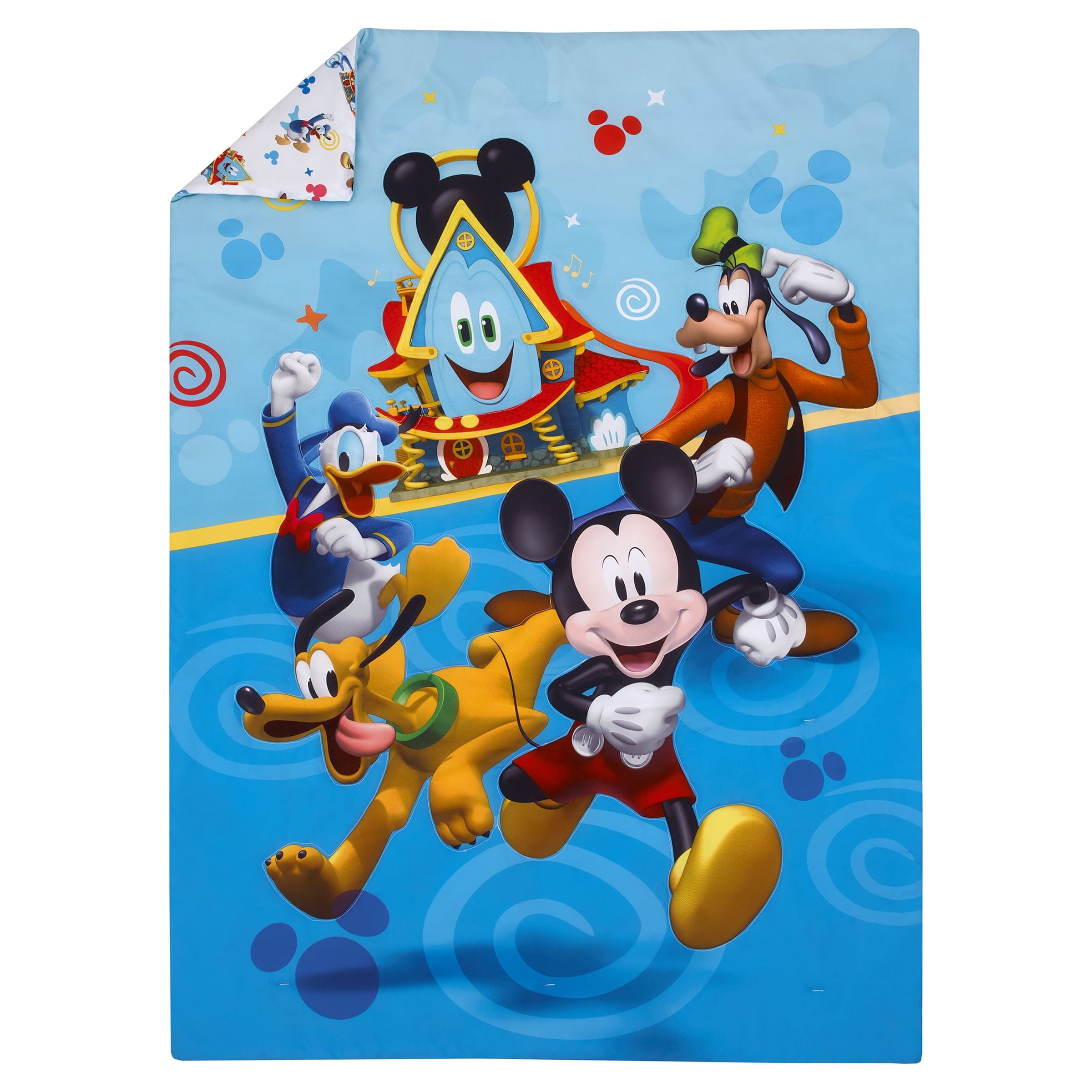 Disney Mickey Mouse 4pc Toddler Bedding Set, "Mickey Fun House", Blue, Green, Red, Toddler Boy