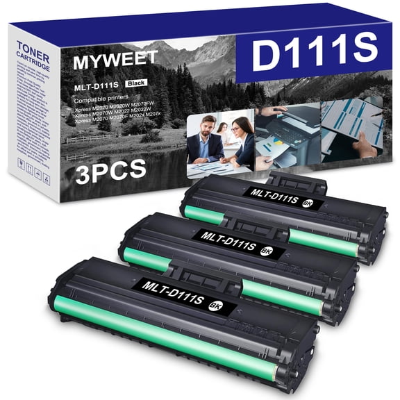 MLT-D111S Toner Cartridge 3-Pack Black High Yield Compatible for Samsung 111S MLT111S MLT D111S for Xpress M2020W M2070FW M2020 M2024W Printer