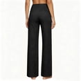 thumbnail image 3 of Yifymode Women High Waist Straight Leg Pants Casual Wide Leg Trousers with Pockets for Work,Black M, 3 of 4