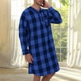 thumbnail image 5 of MNCEKFOD Men Shirts Plaid Printed With Pockets Blend Flannel Long Sleeve Sleep Nightshirt Relaxed Fit Mens Tops Blue XXL, 5 of 9