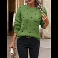 thumbnail image 4 of Suéteres de Lunares para Mujer, Jersey de Punto de Larga y Cuello Redondo. Verde M, 4 of 9